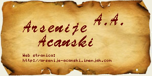 Arsenije Ačanski vizit kartica